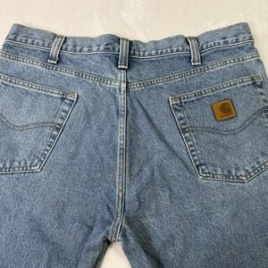 Vintage Carhartt Jeans Mens 36x32 Blue Regular Fit Straight Light Wash Workwear
